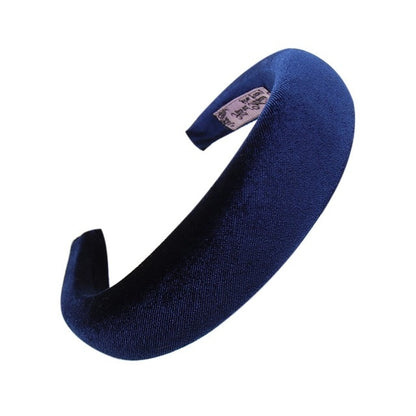 Hair Accessories Padded Velvet Headband Wide Solid Pearl Hairband
