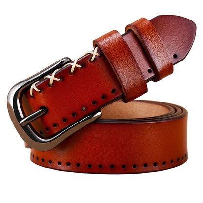 7 COLORS Womens Genuine Leather Belts Fashion Vintage Pin Alloy Buckle Strap