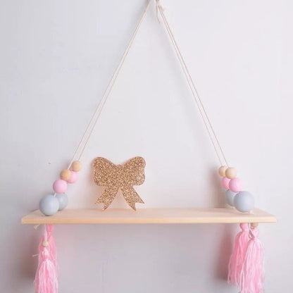 Kids Room Wooden Wall Hanging Shelf Nordic Decor