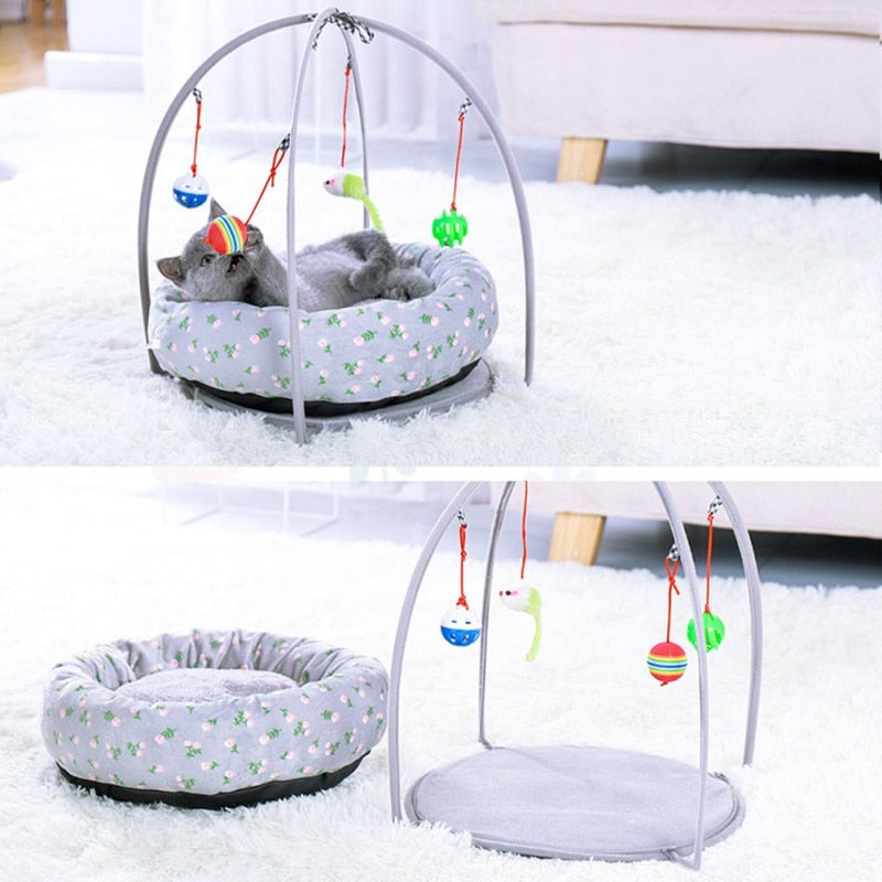 Pet Cat Toys Tent Play Bed Blanket