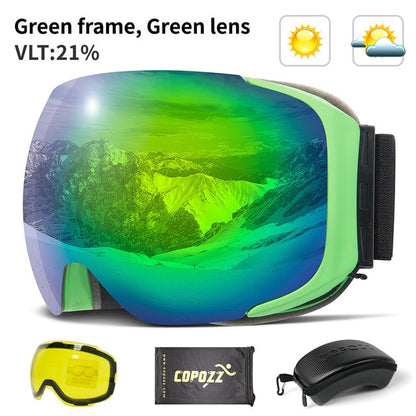 Magnetic Ski Goggles UV400 Anti-fog Glasses