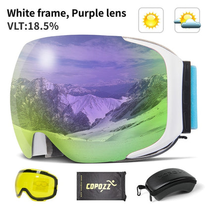 Magnetic Ski Goggles UV400 Anti-fog Glasses