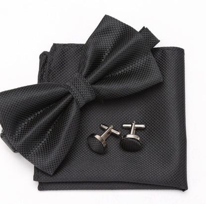 Mens Bowtie Cufflinks Hanky Set