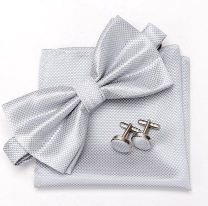 Mens Bowtie Cufflinks Hanky Set
