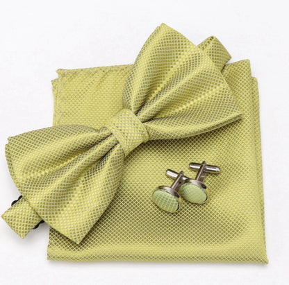 Mens Bowtie Cufflinks Hanky Set