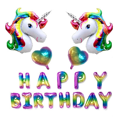 Large Unicorn Birthday Party Balloon Stand 3D Horse Decorations Feliz Cumpleaños