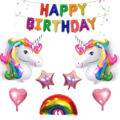 Large Unicorn Birthday Party Balloon Stand 3D Horse Decorations Feliz Cumpleaños