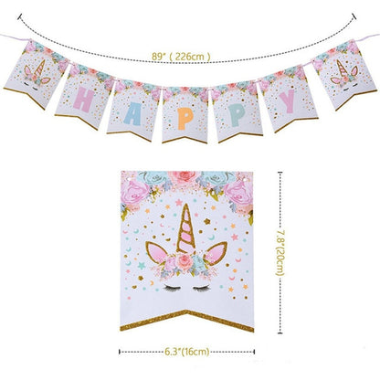 Large Unicorn Birthday Party Balloon Stand 3D Horse Decorations Feliz Cumpleaños