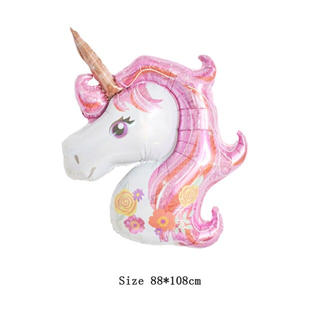 Large Unicorn Birthday Party Balloon Stand 3D Horse Decorations Feliz Cumpleaños
