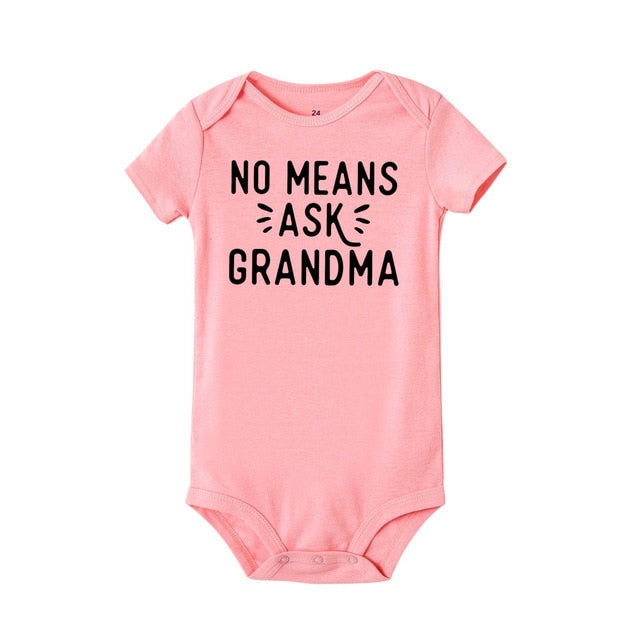 No Means Ask Grandma Baby Onesie Short Sleeve