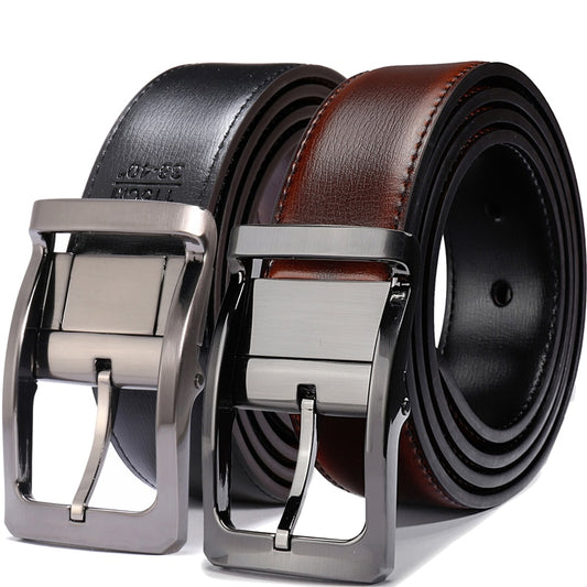 Mens Genuine Leather Dress Reversible Belt