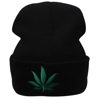 Winter Weed Leaf Beanie Hat Punk Cap Skullies
