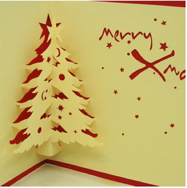 Xmas 3D Pop Up Greeting Card Christmas Party Postcards