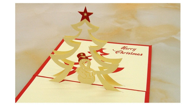 Xmas 3D Pop Up Greeting Card Christmas Party Postcards