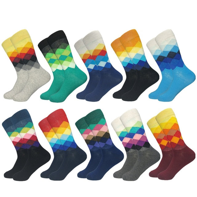 Casual Mens Cotton Socks Colorful Designs