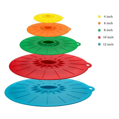 5pc Silicone Microwave Bowl Cover Food Lid Cover
