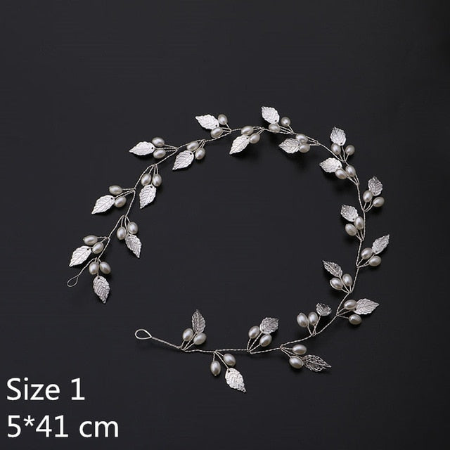 Wedding Pearl Crystal Leaf Headpiece