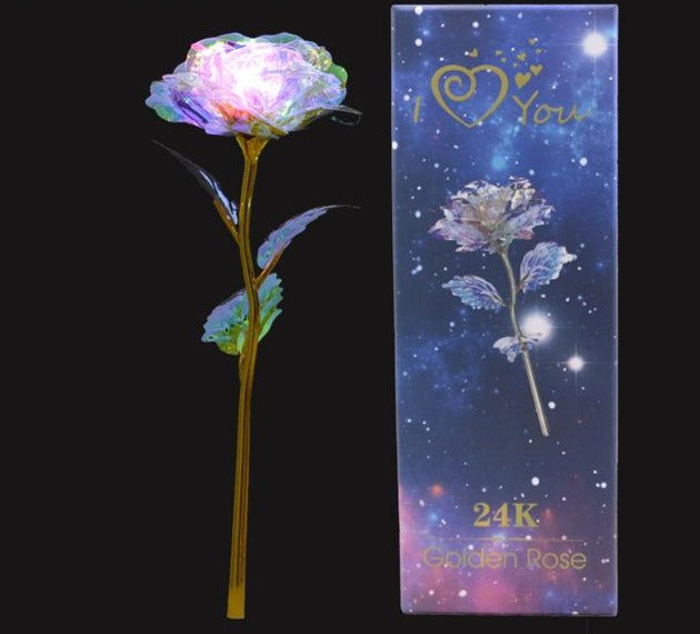 Romantic LED Fairy Artificial Galaxy Rose Flower Gift