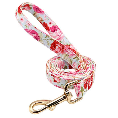 Personalized Dog Collar Leash Floral Pet Customized ID Tag