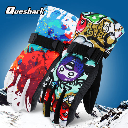 Winter -30 Ski Gloves Adjustable Graffiti Mittens