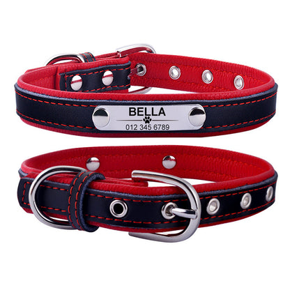 Personalized Leather Dog Collar Tag ID Name