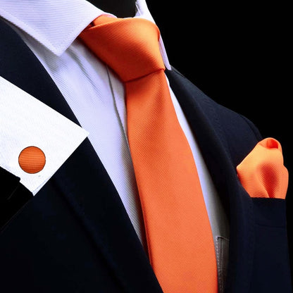 8 CM Necktie Handkerchief Cufflink Set Solid Colors For Men Style
