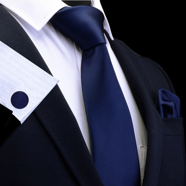 8 CM Necktie Handkerchief Cufflink Set Solid Colors For Men Style