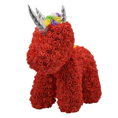 Rose Teddy Bear Unicorn Flower Gift