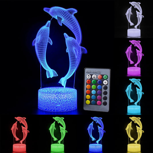 3D LED Night Light Dolphin Room Decor