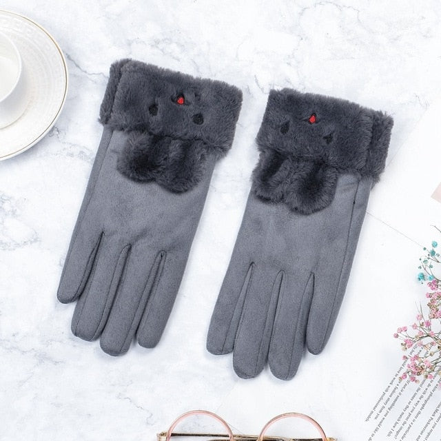 Women Winter Touch Screen Suede Gloves