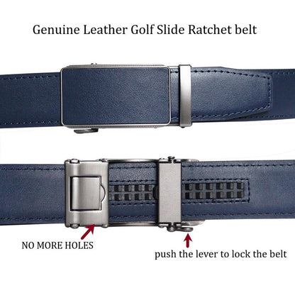 Blue Mens Genuine Luxury Leather Belts Strap