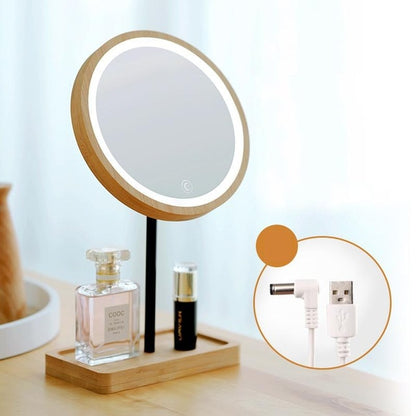 Wooden LED Makeup Mirror 3X Magnifying
