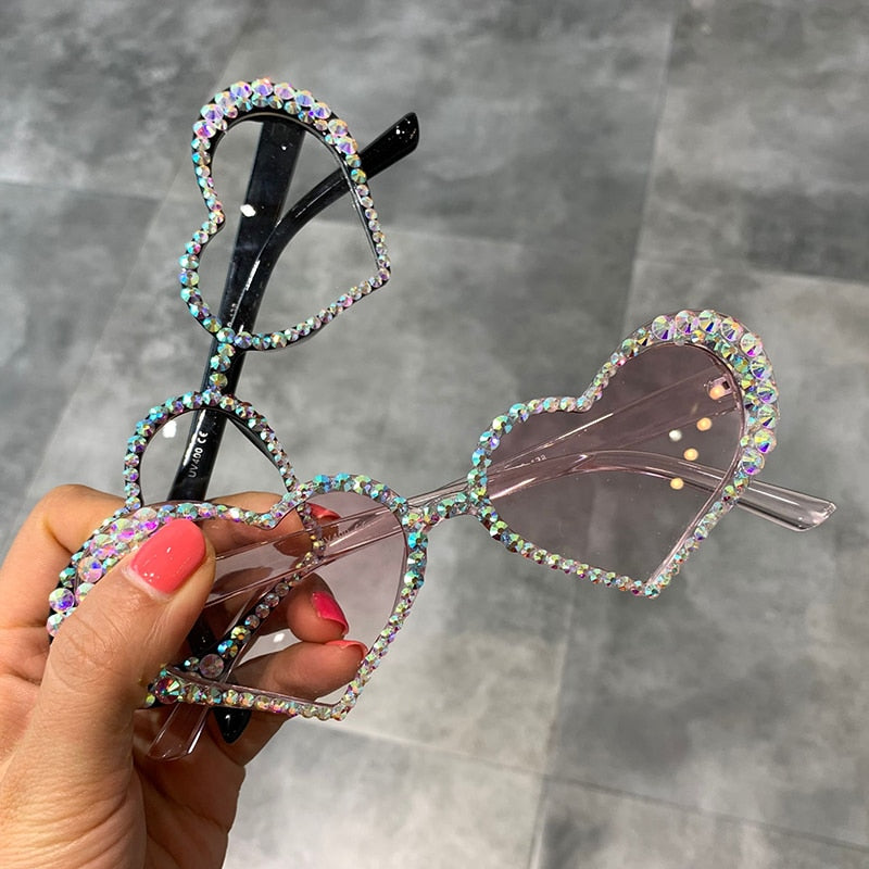 Vintage Rhinestone Heart Sunglasses