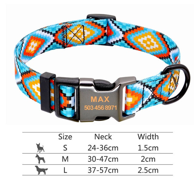 Colorful Pet Collar Personalized ID Tag Adjustable