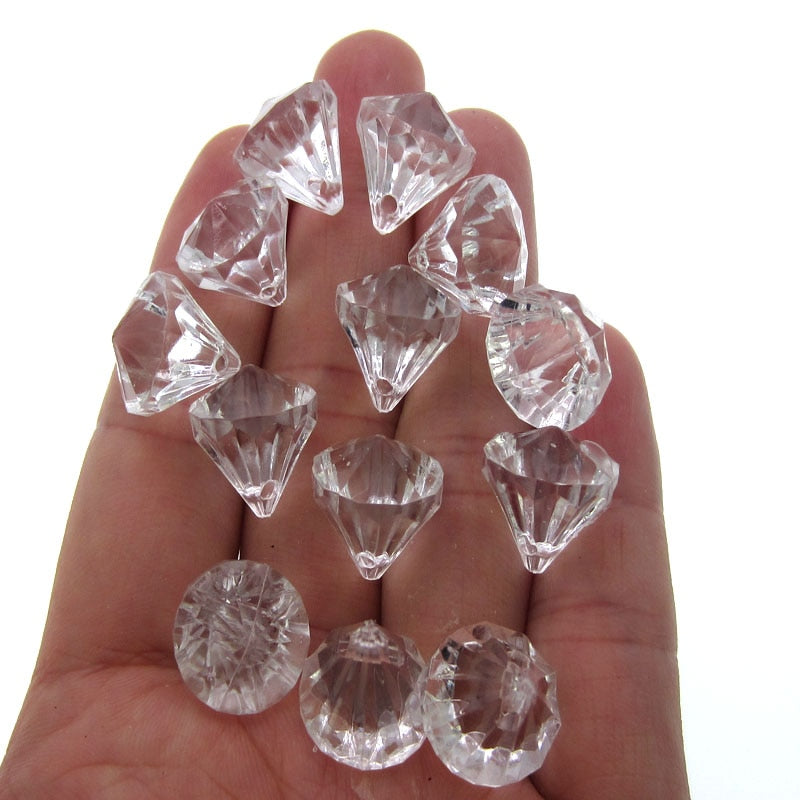 30Pc Clear Acrylic Diamond Shape Beads Vase Filler