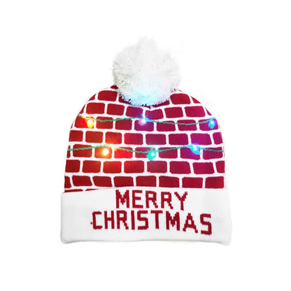 LED Knitted Christmas Hat Beanie Light Up Warm Hat