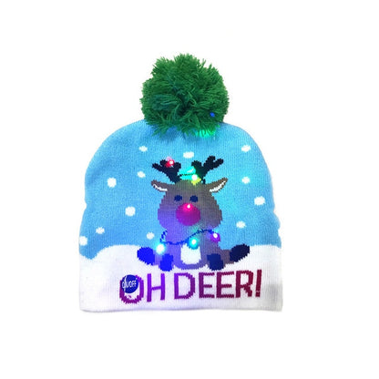 LED Knitted Christmas Hat Beanie Light Up Warm Hat