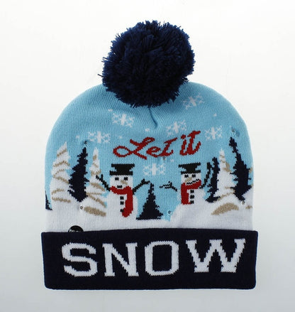 LED Knitted Christmas Hat Beanie Light Up Warm Hat