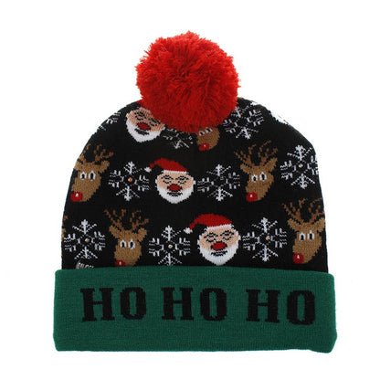 LED Knitted Christmas Hat Beanie Light Up Warm Hat