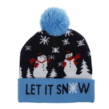 LED Knitted Christmas Hat Beanie Light Up Warm Hat