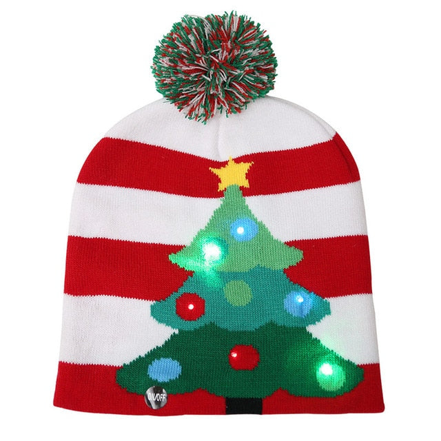 LED Knitted Christmas Hat Beanie Light Up Warm Hat