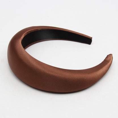 Hair Accessories Padded Velvet Headband Wide Solid Pearl Hairband