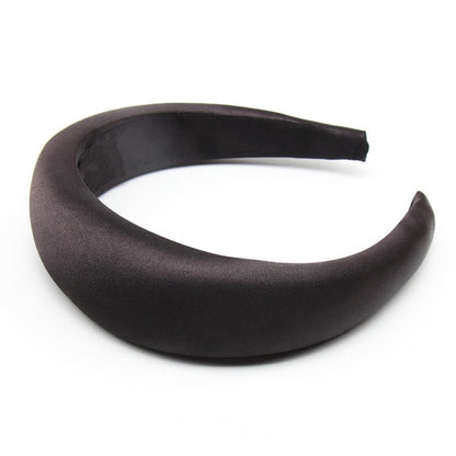 Hair Accessories Padded Velvet Headband Wide Solid Pearl Hairband