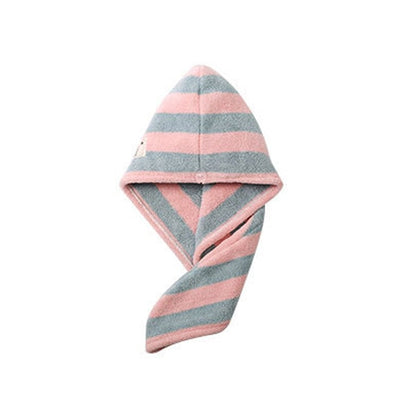 Striped Microfiber Quick Drying Hair Towel Bath Hat