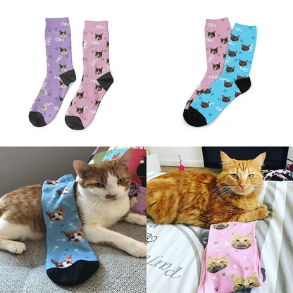 Personalized Cat Lovers Socks Funny Logo Pet Gifts