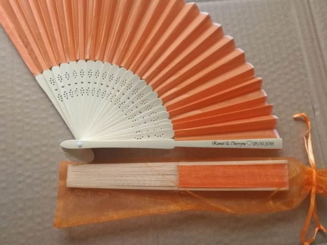 100pc Personalized Silk Hand Fan Favors