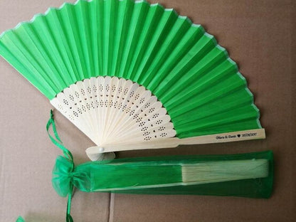 100pc Personalized Silk Hand Fan Favors