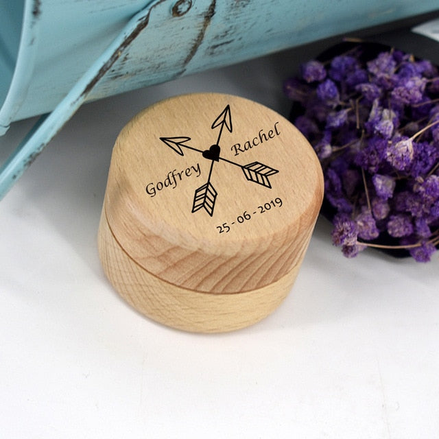 Personalized Rustic Wood Ring Box