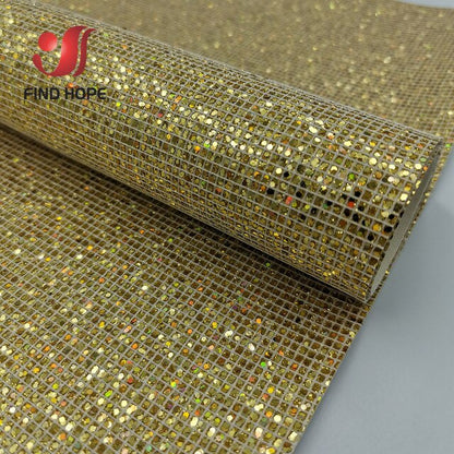 Glitter Sequin Fabric Faux Synthetic PU Leather Sewing Materials For Crafts