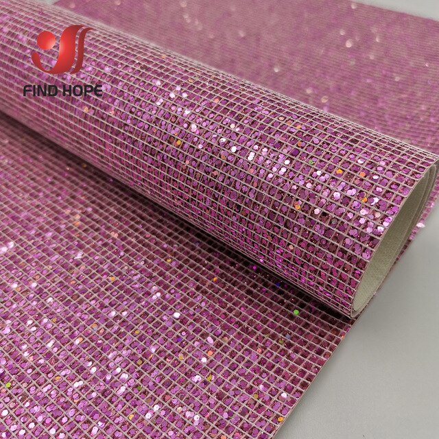 Glitter Sequin Fabric Faux Synthetic PU Leather Sewing Materials For Crafts